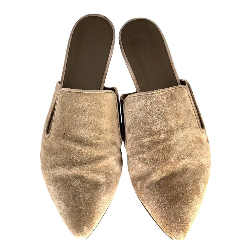 JENNI KAYNE Suede Mules Italian 38 (US 7.5-8) Taupe/Beige GUC Quiet Luxury Shoes
